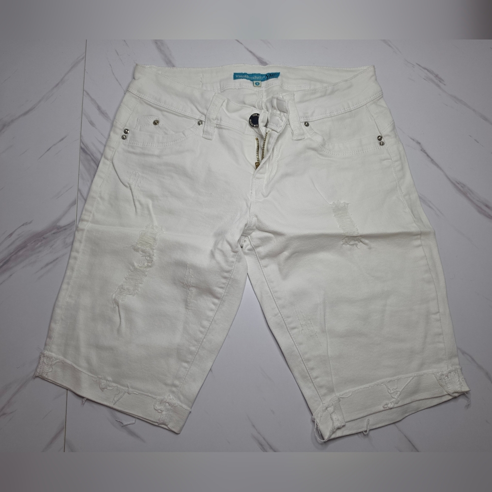 YMI Off-White Denim Bermuda Shorts | Size 3